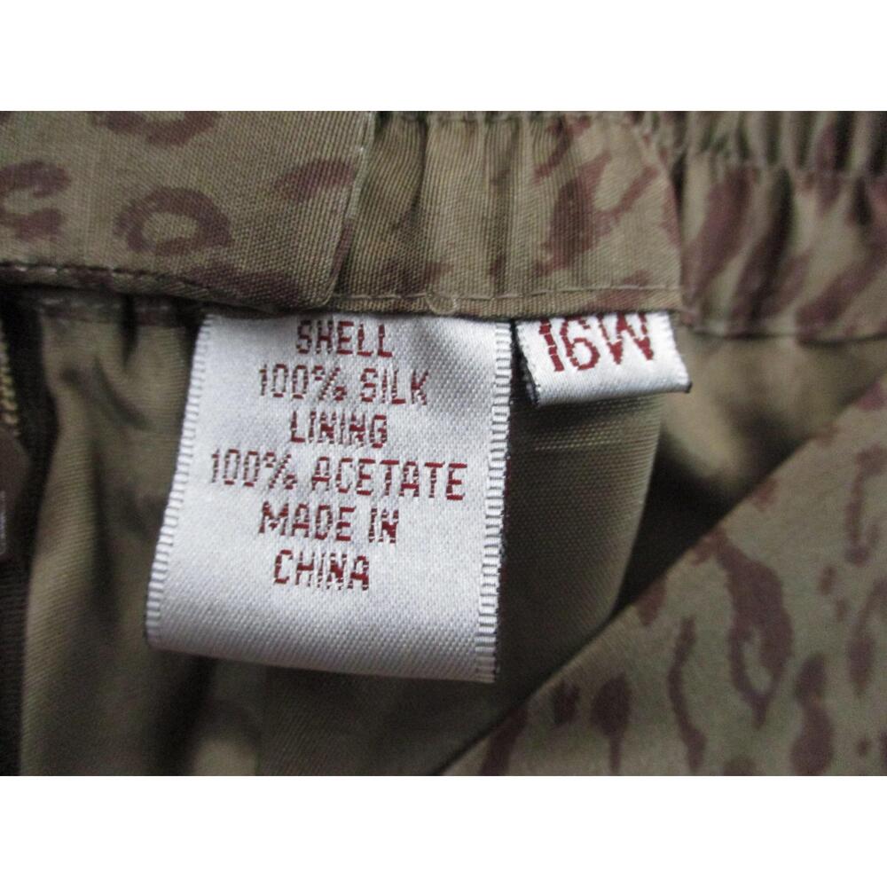 Beige Animal Print Silk Womens Loose fit Trousers Pants Size 16W - Picture 7 of 10